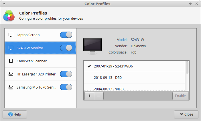 Color Settings – Support
